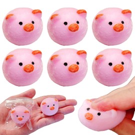 Taba Squishy Pigs 6Pcs Mini Kawaii Pig Squishies Sensory Toys, Fufu Squishy Pig Stress Balls for Kids and Adults, Soft Mochi Fidget Toys for Party Favors Birthday Gifts Classroom Prizes