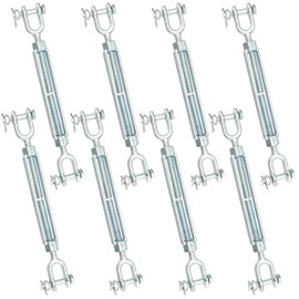GINLANK 8 PCS 1/4 Inch M6 Turnbuckle, 304 Stainless Steel Turnbuckles,1200lbs Working Load Limit,Heavy Duty Jaw and Jaw Turnbuckle Tensioner for Wire Cables Chain, Sun Shade Tent, Deck