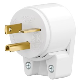 Angle 5-20P Right Angle Nema 5-20P 20A 125V T-Blade DIY Household Plug, Easy Assembly 20Amp 125Volt USA Canada 3-Prong Male Angled,White Color