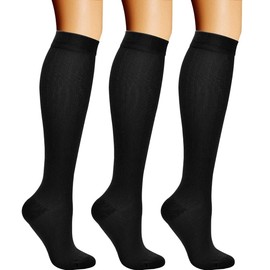 3 Pack Premium Compression Socks for Enhanced Performance & Recovery - Ideal for Athletes, Pregnancy, and Varicose Veins - Breathable Fabric, Unisex Design (Medium,Black)