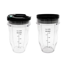 2 Packs Replacement Parts Cup with Lid, Compatible with Nutri Ninja Pro Series and Nutri Ninja Auto-IQ Blender Series (18oz cups)
