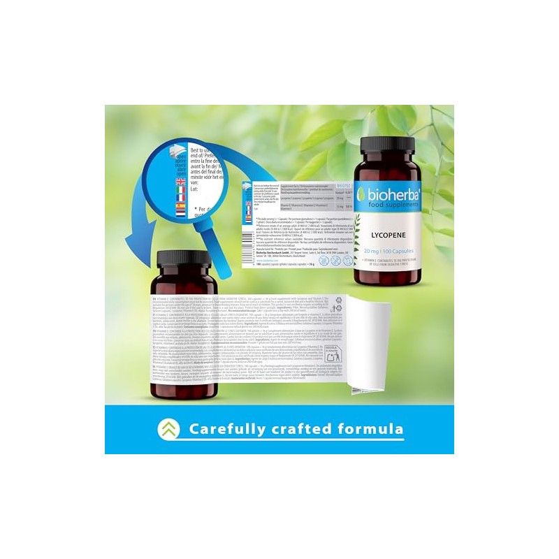 BIOHERBA LYCOPENE 20 mg 200 Capsules - High-Strength Antioxidant Supplement