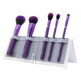 MODA Total Face Purple 6pc Makeup Brush Kit – Travel Eye Brush Set in Portable Flip Case