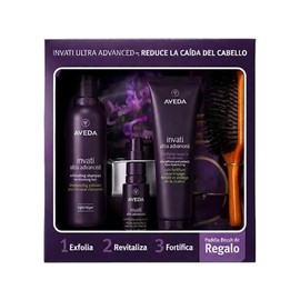 Aveda Invati Ultra Advanced Set Anticaída | 4 Piezas: Shampoo Light 200ml + Acondicionador Light 100ml + Scalp Serum 30ml + Mini Paddle Brush Regalo