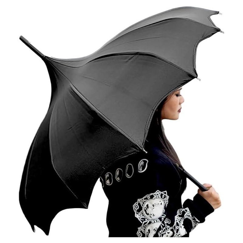 Gothic Rebel Striped Dark Wing Pagoda Umbrella - Ideal for