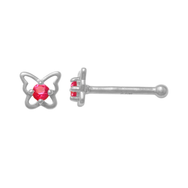 ANYGOLDS 14k Solid Gold Ruby Butterfly Nose Bone Stud, Red