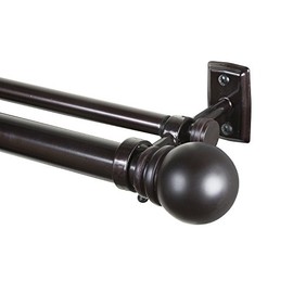 Kenney Hamlin Double Curtain Rod, 36-66", Weathered Brown