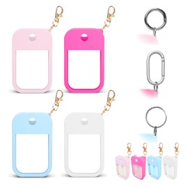 MILASONUS 4 PCS Soft Silicone Case for Touchland Power Mist (1FL. OZ./30 mL), Protective and Stylish Case with Keychain Compatible with Touchland Hand Sanitizer Spray (pink+hot pink+blue+white)