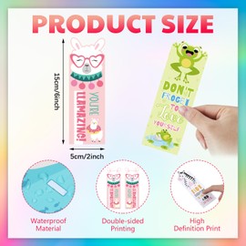 Skyygemm 144 Pcs Animal Pun Bookmarks 2" x 6" Paper Motivational Bookmark Whale Panda Unicorn Cute Animal Bookmarks for Kids Reading Birthday, Back to School Gifts for Students