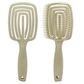 LIFEBLOOM Sustainable Hair Brush, Biodegradable Wheat Hair Brush without Pulling for Women, Men & Children, 100% Vegan and Wheat - Professional Detangler - Professional Detangling Brush (Square)