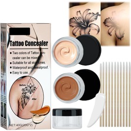 Corrector de Tatuajes, Dos Colores Juego de Corrector para Cubrir | Excelente Maquillaje de Cobertura Completa para acné,Cover para Manchas, Ojeras, Hiperpigmentación, Manchas