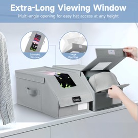 VAESIDA 4 Pack Stackable Hat Organizer for Baseball Caps, Clear Hat Storage Box with Cardboard, Holds up to 56 Caps, Baseball Cap Organizer for Closet/Shelf, Hats Box Holder, Foldable