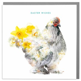 Lola Design - Happy Easter Card - Blank Cards and Envelopes - Easter Hen Card