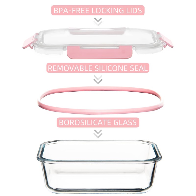 FAWLES 12 Pack Glass Storage Containers with Lids, Leak-Proof Meal