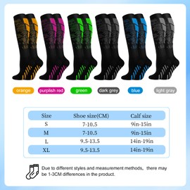 6-Pack Compression Socks for Women & Men,Elastic Support Stockings, GraduatedSupport, Medical Compression Socks, Non-Slip Breathable Flight Socks, Ideal for Running, Sports, Travel (Colorful, S/M)