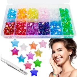 GZLFH Pack of 550 Star Shape Colours Beads, 11 Colours Acrylic Star Beads with Tweezers for DIY Bracelet Art Jewellery Making Plastic Beads