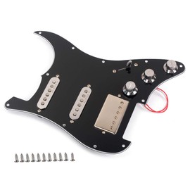 Alnicov Loaded Prewired Pickguard Set SSH Alnico V Single Coil Humbucker Pickups, para Fender Strat ST Reemplazo de guitarra eléctrica, Negro