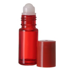 5 ml. Glass Roll on Bottle. Perfect for Essential Oils Aromatherapy, Perfume and Cologne. Plastic Roller. Pipettes Included (72 Bottles, Red)