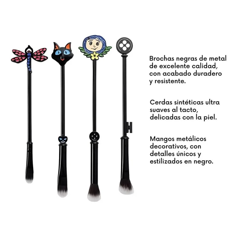 Set Brochas Coraline 4 Piezas Maquillaje