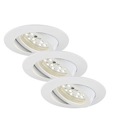 Briloner LED, dimmable, Small mounting Depth, 230V, Set of 3, swiveling, Ceiling Light, Downlight, Bathroom recessed lamp, Integrated, 5.5 W, White