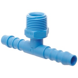 Tefen Nylon 66 Hose Fitting, Tee Adapter, Blue, 4 mm Hose ID x 1/4" BSPT Male x 4 mm Hose ID (Pack of 10)