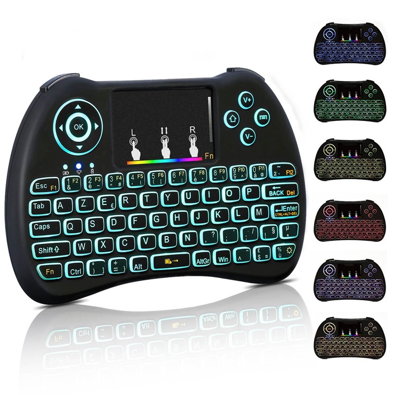 2.4GHz Wireless Mini Remote Control Keyboard Colorful backlit with Rechargeable