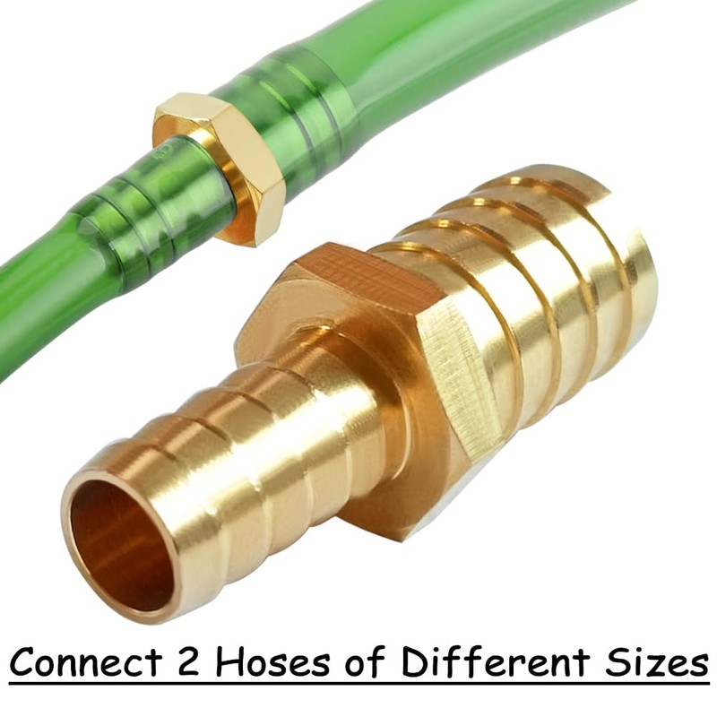 Uenede 2PCS Brass 5/16" to 1/2" OD Barb Reducer Barbed