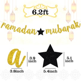 Glitter Ramadan Mubarak Banner 2019 Ramadan Islamic Photo Prop Muslim Islam Celebration Eid Party