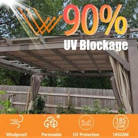 90% 6x6ft Sun Shade Cloth for Outdoor Deck Backyard Patio Garden Pergola Cover Canopy Mocha