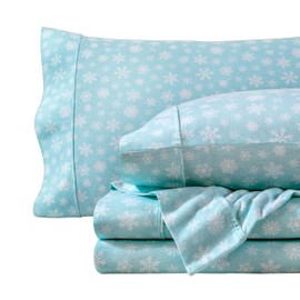 Bare Home Flannel Sheet Set Prints, 100% Cotton, Velvety Soft Heavyweight - Double Brushed Flannel for Extra Softness & Comfort - Deep Pocket - Bed Sheets (King, Snowdrift)