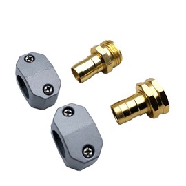 Garden Hose Repair Kit, Hose Repair Fittings with Clamps, Zinc and Aluminum Alloy Water Hose Repair Connector, Fit 5/8-Inch and 3/4-Inch Garden Hose