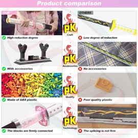 Demon Slayer Swords Building Sets for Girl 8-14, 39in Tsuyuri Kanao Sword Building Block with Scabbard and Stand, Anime Sword Building Toy Demon Slayer Gift Katana, 788 Pcs