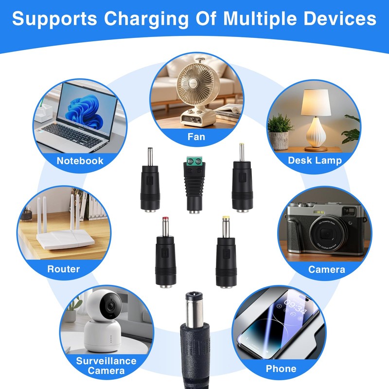TAHULIK 11Pcs DC Adapter Plug, Universal 5.5 x 2.1mm DC