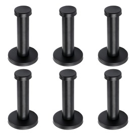 Charmoon Stainless Steel Wall Hook Wall Hook Hanger Storage Screw Type Black (7cm 6pcs)