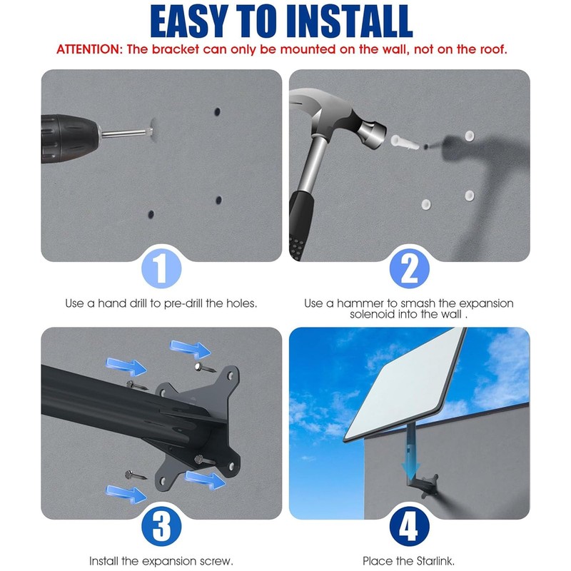 Kit de Montaje Starlink, Soporte de Pared Largo Starlink, Soporte
