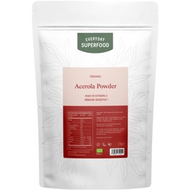 Organic Acerola Cherry Powder 180g Freeze Dried Everyday Superfood Pure Acerola Powder Rich in Vitamin C Certified Organic Vegan & Kosher