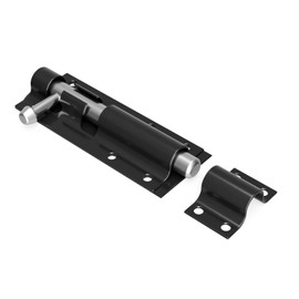 QUERGO Straight Tower Bolt Black 100mm (4") Heavy Duty Black Coated - for Increase Security on Garden Gates, Shed Doors, Internal and External Doors - (Pack of 1)