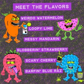Rotten Original Gummy Worms - 60% Less Sugar, Gluten-Free - Lime, Orange, Strawberry, Watermelon, Cherry and Blue Raspberry Candy - 1.8 oz - 8-Pack