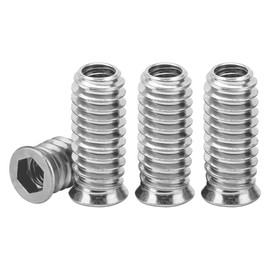 Drenky Threaded Insert Wood M6, Pack of 40 Screw-In Nuts M6 x 20 mm Screw Nuts, Screw-In Sleeves Galvanised Hexagon Socket, Screw Sleeve Threaded Insert Nuts for Wooden Furniture, Silver