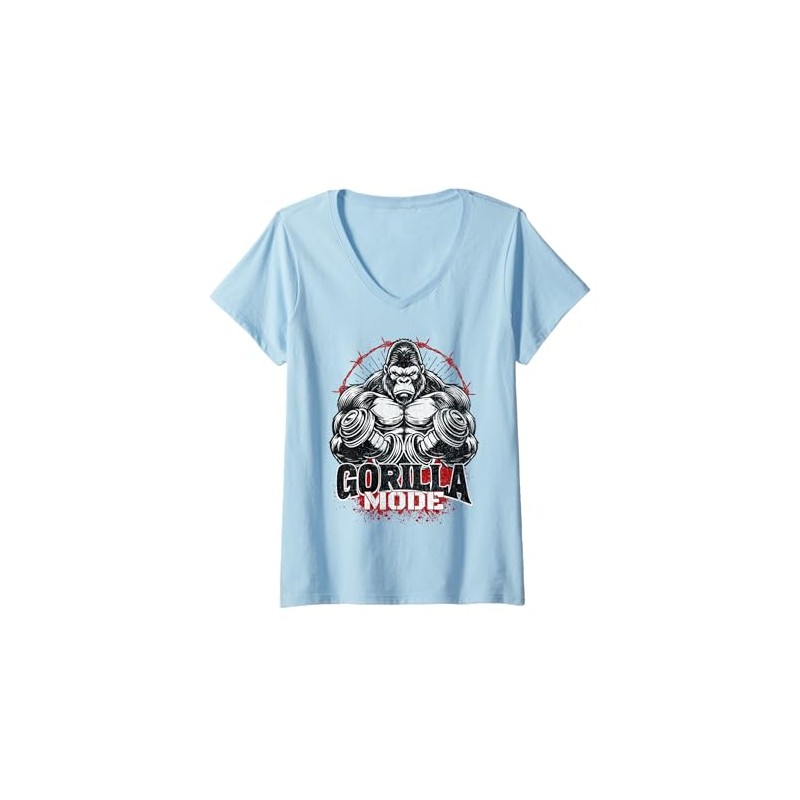 Women's Gorilla Fashion Workout Exercise Weights Strong Gym T-Shirt with