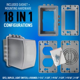 Sealproof 1-Gang Weatherproof In Use Outdoor Outlet Extra Deep Cover | Lockable, UL Extra Duty Compliant, 18 Configurations, Polycarbonate