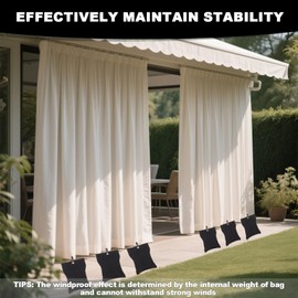 Tusirgre 12Pack Curtain Weights, 16oz Outdoor Curtain Weights Bag, Drapery Weighted Bottom Gazebo Weights Sandbag with Holder Clip for Drapes Cabana Gazebo Pergola Garden (Black)