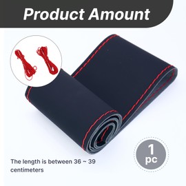 Genuine Leather Steering Wheel Cover, Steering Wheel Covers, Black, Breathable Car Steering Wheel Protective Cover Made of Soft Fibre Leather, Universal for Steering Wheels with 37-39 cm Diameter, Non-Slip, Protection and Comfort
