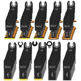 Dbsawmxn 110PCS Oscillating Tool Blade Multitool Blades, Professional Titanium HCS Saw Blades Metal Wood Nail Drywall Plastic Cutting, Curved-Edge Blades Compatible with Dewalt Milwaukee Ryobi Dremel