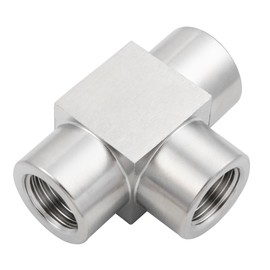 Yoebor Stainless Steel 304 Pipe Fitting Female Tee, 3/8" NPT Female x 3/8" NPT Female x 3/8" NPT Female 3-way T-fitting, 1pc