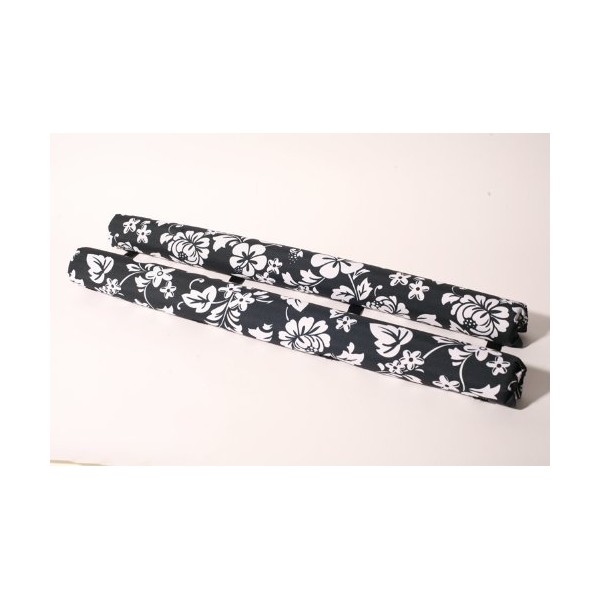 Vitamin Blue 36" Roof Rack Pads Black Floral - Non Logo (MADE in U.S.A.) AERO PADS