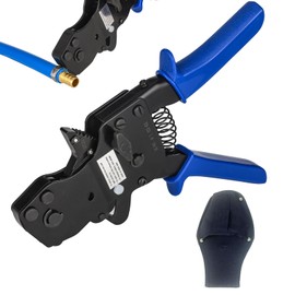 GUOFIS PEX Ratchet Cinch Clamp Tool with Holster for Stainless Steel Clamp Rings, One-Hand Ratchet Design Crimper Tool from 3/8", 1/2", 3/4", 5/8" and 1", ASTM2098