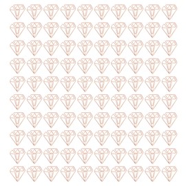 100pcs Rose Gold Paper Clips Cute Diamond Shaped Multifunctional Metal Small Planner Clips for Students Office Supplier Stationery