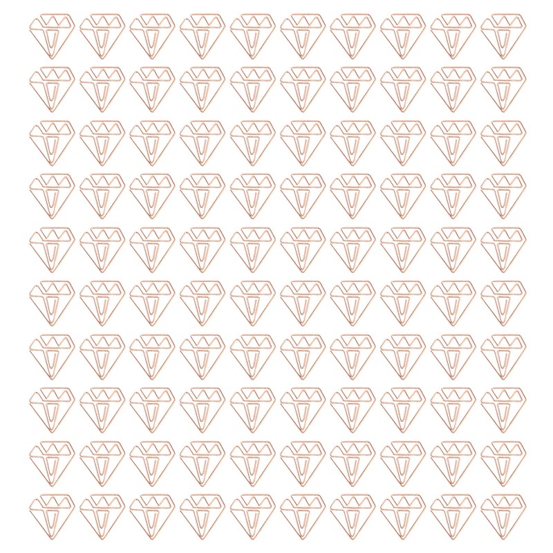 100pcs Rose Gold Paper Clips Cute Diamond Shaped Multifunctional Metal