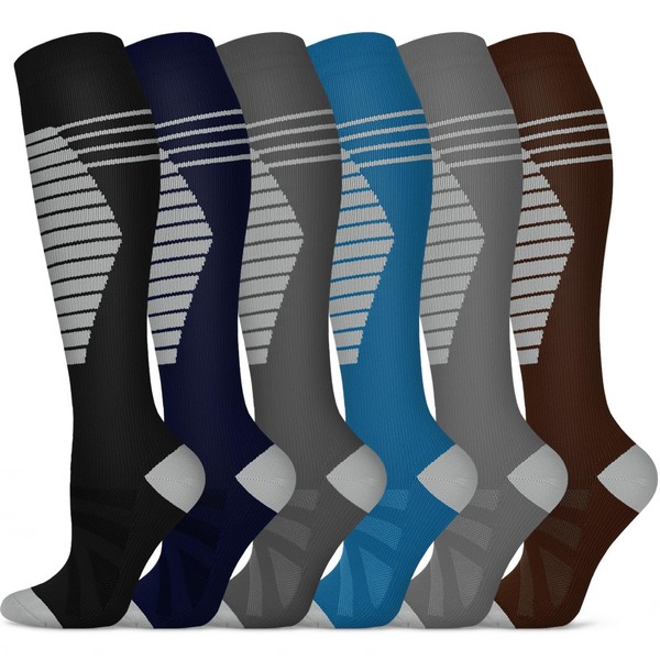 Hi Clasmix 6 Pairs Copper Compression Socks for Men &